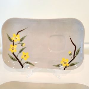 Vintage Set Of 2 WEIL WARE BLOSSOM CELEDON CALIFORNIA POTTERY SNACK Plate